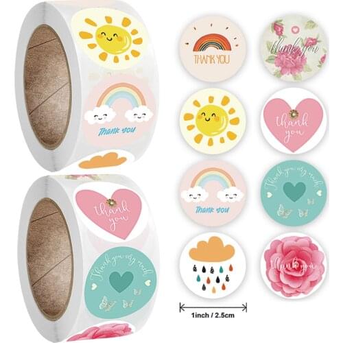 500pcs/roll 2.5cm Cute Thank You Sticker Label Album Card Scrapbooking DIY Phone Case Decoration Stationery Sticker