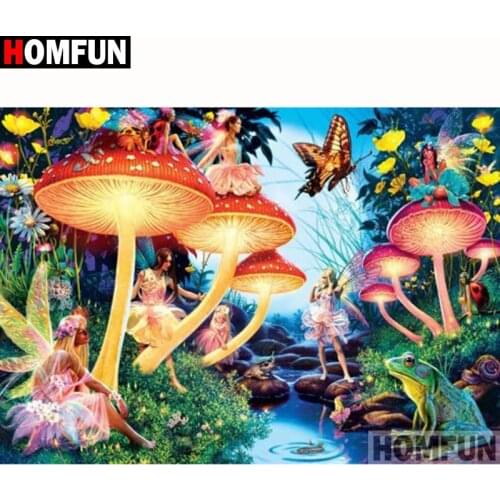 HOMFUN Full Square/Round Drill 5D DIY Diamond Painting "Butterfly fairy" Embroidery Cross Stitch 5D Home Decor Gift A18131