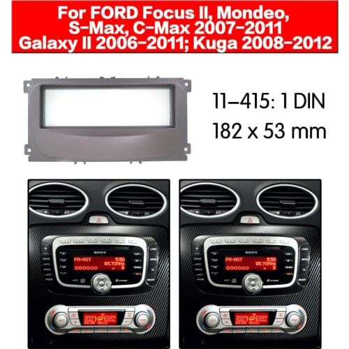 Car Radio Fascia Multimedia Frame Kit For Ford Mondeo C Max(Silver) 2007-2011 Audio Bezel Facia Panel Trim Dash 1 Din Mount Kit