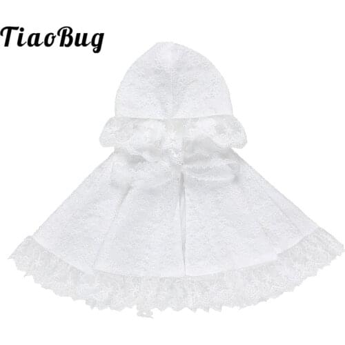 White Baby Girls Lace Hooded Cloak Hoodie Cardigan Flower Girls Coat Shawl Self Tie Cardigans Wedding Wraps Infants Clothes