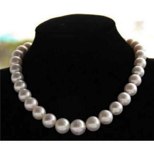 Free shipping >>>>noble jewelr 12-14mm natural tahitian south sea white pearl necklace 45cm 14k