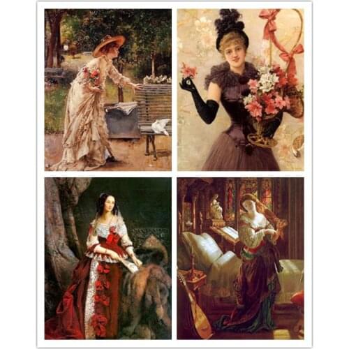 Free shipping lot set clssical court figure women canvas prints oil painting printed on canvas home wall art decoration picture