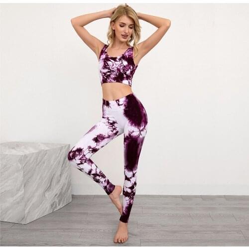 Dye Dye Seamless Yoga Sets Women Gym Clothing 2 Piece Women Sportswear Sports Bra Tummy Control Yoga Pants Fitness Yoga Suits