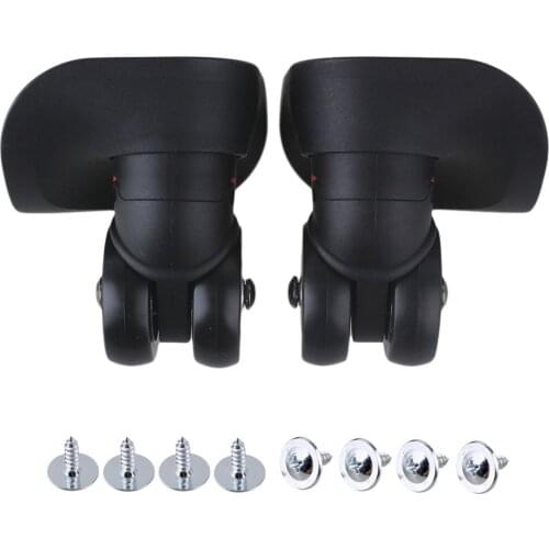 Black 10x10.8x4.9cm Left & Right Plastic Swivel Caster Wheels with 4 Holes for Luggage Suitcase Trolley