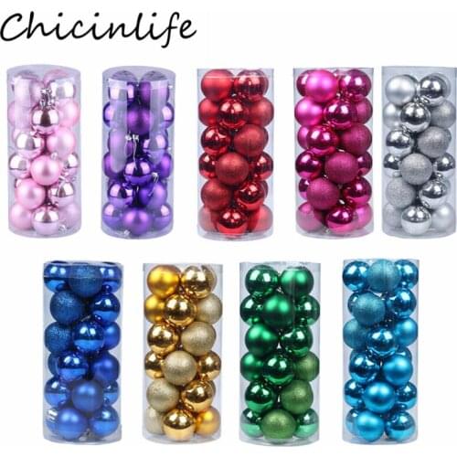 Chicinlife 24Pcs Christmas Tree Ball Ornaments Xmas Party Hanging Ball Bauble New Year Eve Home Merry Christmas Decor Supplies