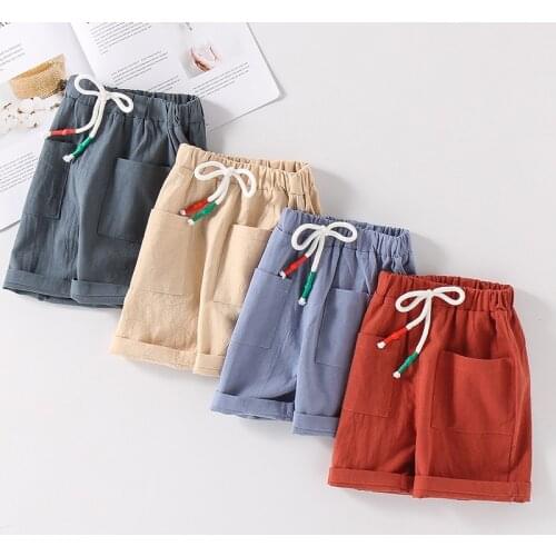 Children Summer Shorts Pants Candy Color Cotton Shorts For Boys Girls Elastic Waist Sports Beach Loose Shorts Baby Boys Clothing