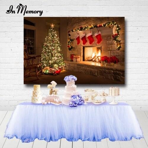 Photography Backgrounds Winter Fireplace Wood Fire Flame Exuberant Brick Christmas Party Decor Baby Photo Backdrop Photo Studio