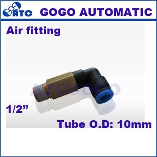 GOGO 10pcs a lot L type 10mm 1/2 bsp threaded elbow pu hose connector 90 degree PLL 10-04 nylon pipe joint pneumatic air fitting