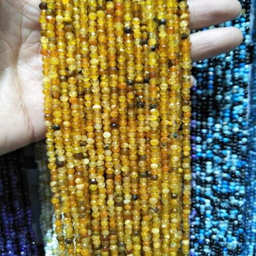 Good Quality Faceted Yellow Agates Beads 3mm Natural Round Stone Beads For Jewelry Making Accessories Diy Craft Necklace Gifts