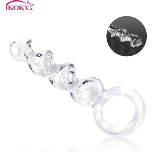 IKOKY Sex Toys for Women Glass Dildo Anal Plug Pyrex Crystal Vagina Massage Female Masturbation Fake Long Penis Cock