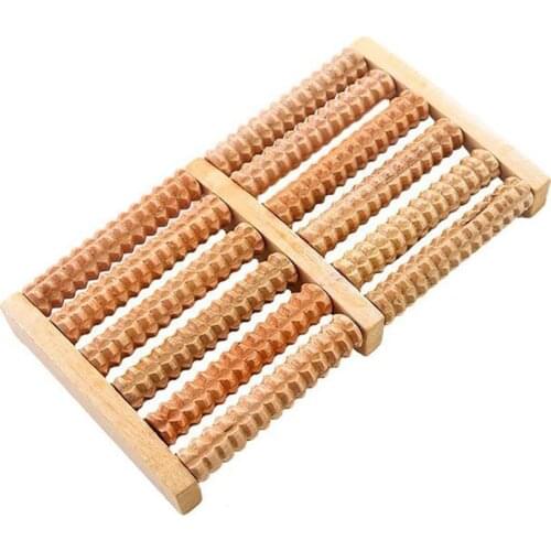 Wood Deep Tissue Foot Massager Roller (Dual Foot), Plantar Fasciitis & Pain Relief, Shiatsu & Acupressure Reflexology Tool