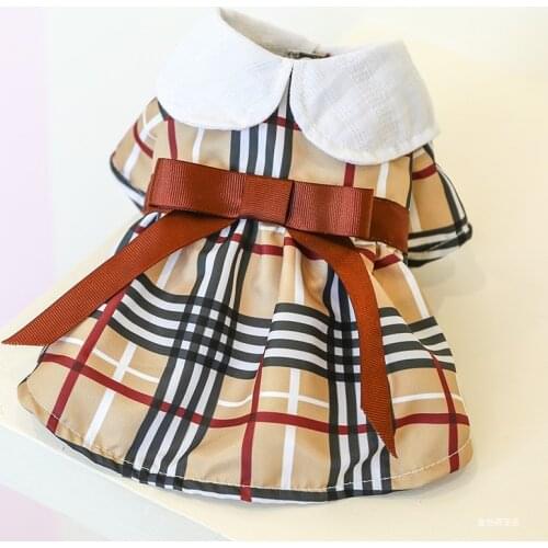 Coffee Bowknot Summer Puppy Clothes For Small Dogs Cat Two Legs Pet Outfit Dresses Kitten Fashion Apparel Chihuahua Yorkshires