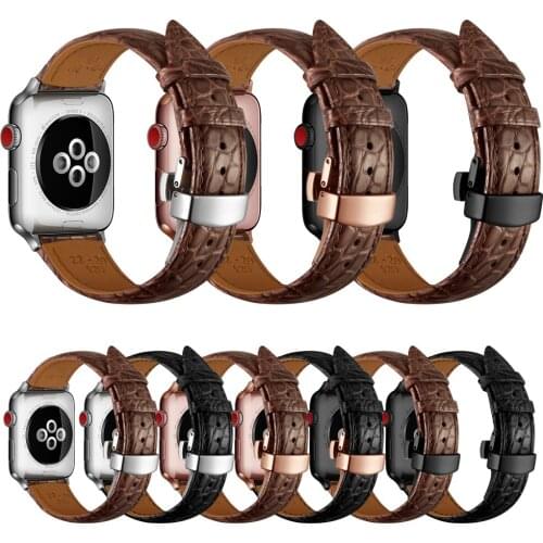 Circular lines Crocodile Genuine Leather Strap for Apple Watch Bands 38/42mm iwatch Watchbands Reloj Watch Accessories