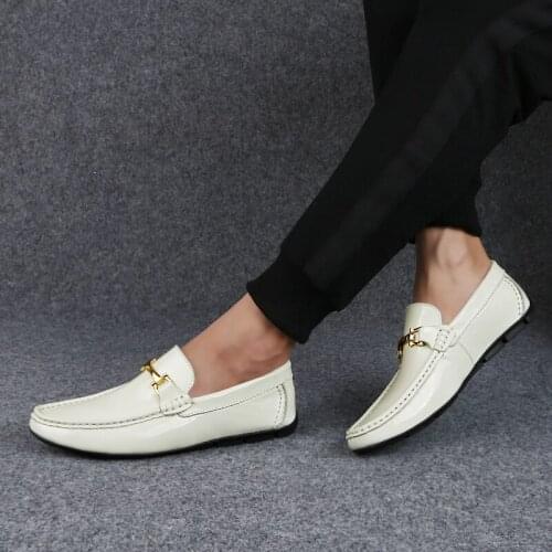 2021 Mens High Quality Genuine Leather Comfy Moccasins Slip-on Formal Loafers Men Moccasins Italian Black Male Driving Loafers