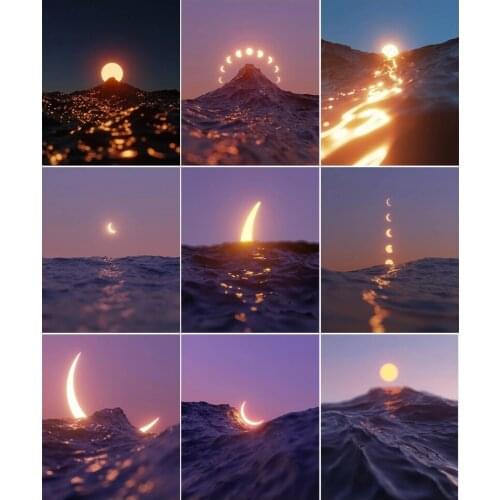 DIY Diamond Painting Mosaic Scenery Moon Full Square Drill Diamond Cross Stitch Kit Rhinestone Handmade Home Decor Art