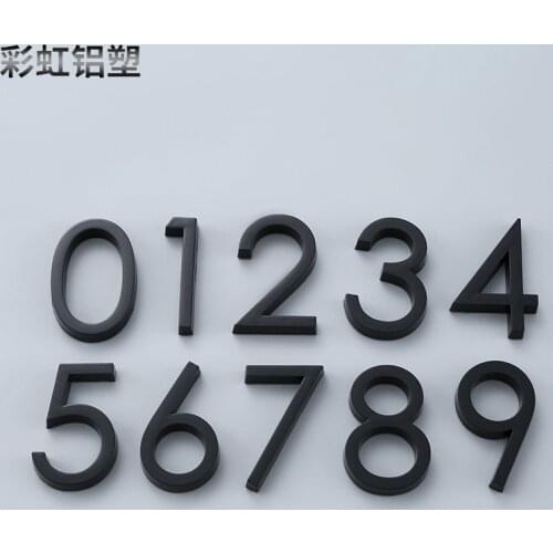 60mm Black color 3D House Number Door Number Plate Home Street Mailbox Number Stickers Numbers Flat Hotel Number Outdoor