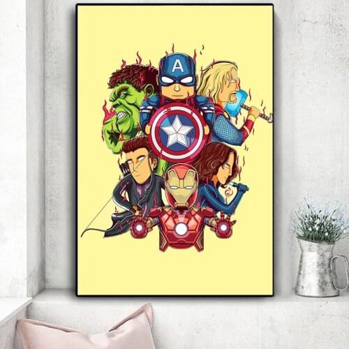 Superhero Captain Hulk Thor Creative Cartoon High Definition Poster and Print Canvas Painting Wall Art Picture for Living Room