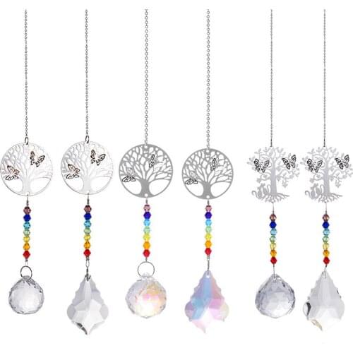 Crystal Suncatcher Window Car Ornament Crystal Prism Decoration Tree Of Life Crystal Pendant Crystal Wind Chimes Pendant