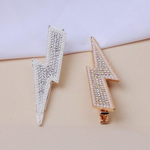 Simple lightning zircon rhinestone hairpin duckbill clip personality female fashion hairpin hair accessories