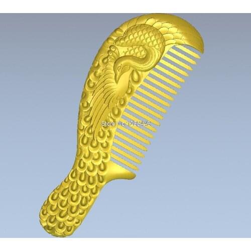 Comb with peacock 3d model relief for cnc in STL file format 3D model for CNC machine