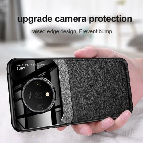 Luxury Leather Phone Case For Oneplus 7T 7TPro 7 7Pro 6 6T Ultra-thin Skin Plexiglass Silicone Protection Cover Coque Shell