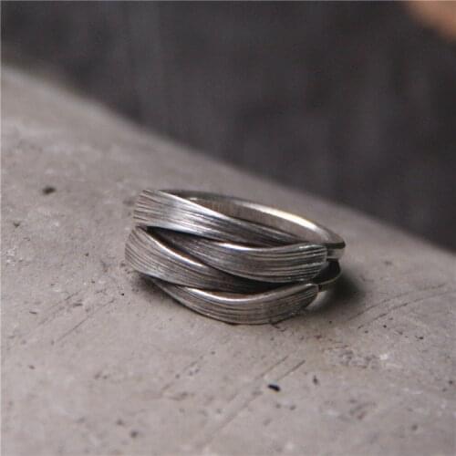 Thai Sliver S925 Hand Crafted Wide Ring Open Re Sizable Finger Accessories Gift Jewelry For Men Women Thailand Handmade