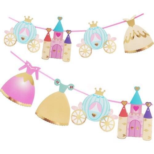 Princess Castle paper flag Colorful Paper Pennant Flag Banner Garland Wedding/Baby Birthday/Christmas Party Decoration