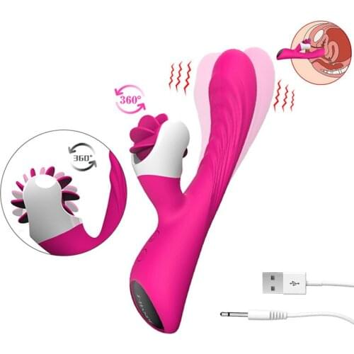 Usb Charge Rotation Oral Tongue Licking Pussy G-spot Vagina Clitoris Anal Masturbator Huge Dildo Vibrator Sex Toys For Woman
