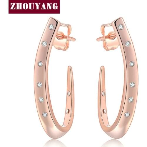 Top Quality ZYE598 Crystal Stud Earring Rose Gold Color Jewelry Austrian Crystal