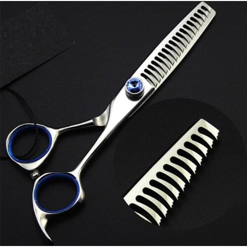 High quality professional Japan 440c 6 inch Curved teeth hair scissors Thinning scissor hair shears berber hairdressing scissors