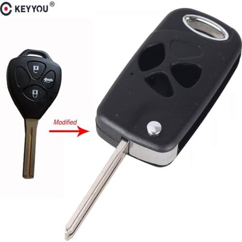 KEYYOU Replacement 3 Button Folding Flip Remote Key Shell Fob Case For Toyota Camry Reiz Crown With TOY48 Blade Key Cover