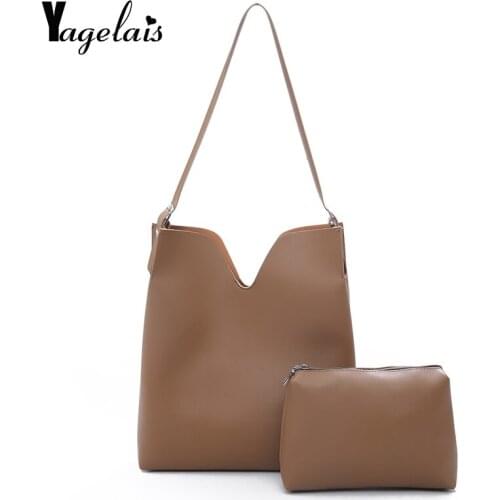2 Pcs/Set Fashion Summer Women Shoulde Bag + Purse PU Leather Solid Color Ladies Girls Casual Messenger Bags New
