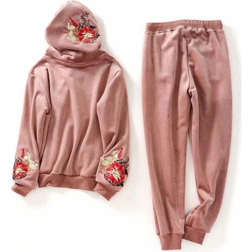 Women Tracksuit Sportswear Winter Thick Velvet Loose Hoodie Sweatshirt+pant Running Jogger Fitness Workout Casual Set Sport Suit