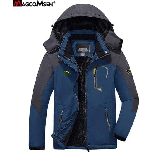 MAGCOMSEN Winter Parka Jackets Men Overcoat Thermal Warm Fleece Windproof Coat Multi Pockets Hooded Waterproof Men Outerwear 7XL
