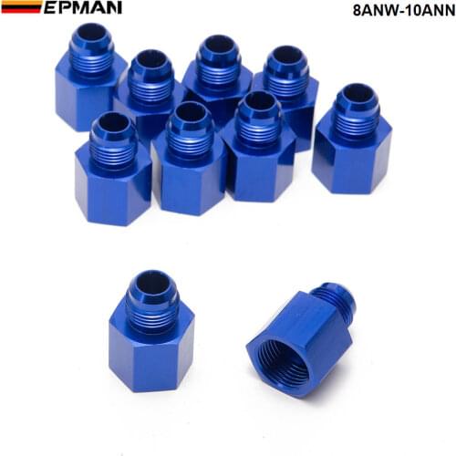 10PCS/LOT Fitting Flare Reducer Female-10 AN to Male -8 ANBlue Flare Reducers Alloy Fitting 8ANW-10ANN