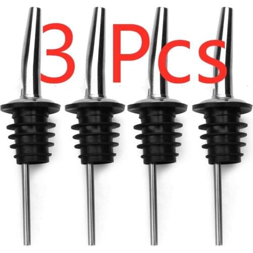 HOT！3PCS Durable Stainless Steel Wine Bottle Stopper Bar Supplies Spout Pourer Cork Wine Bottle Stopper Dispenser Leakproof