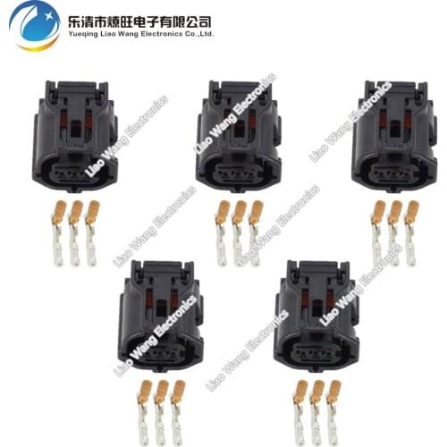 5 Sets 3 Pin 0.6 series black car waterproof connector harness connector DJ7032Y-0.6-21 3P
