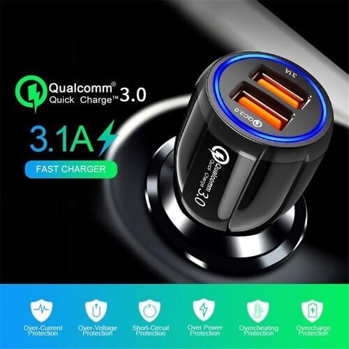 Car Charger Dual USB Quick Charge 3.0 2.0 For Samsung S10 Plus QC 3.0 Phone Charger Adapter Car-Charger For Xiaomi mi 9 iPhone