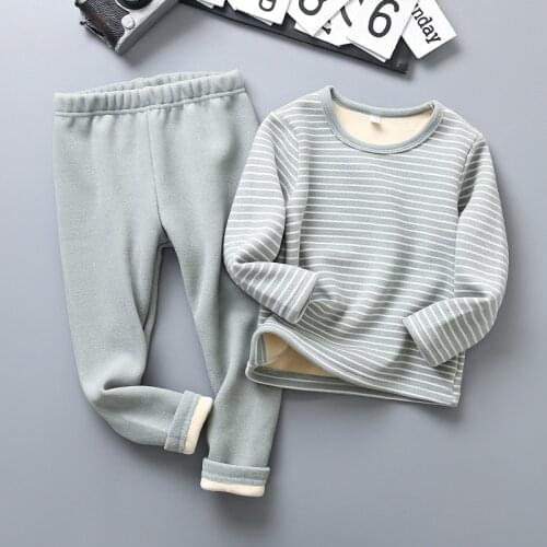 BINIDUCKLING 2020 Winter Kids Long Johns For Boys Girls Thermal Underwear With Fleece Thick Warm Children Pajamas Set Homewear