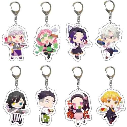 Demon Slayer: Kimetsu No Yaiba Keychain The Blade of The Ghost Tableware Characters Acrylic Pendant Key Chain Gift Anime Jewelry