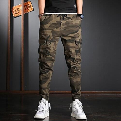 Military Tactical Cargo Pants Men Army Green Camouflage Trousers Casual Sport Pockets Streetwear Elastic Waist