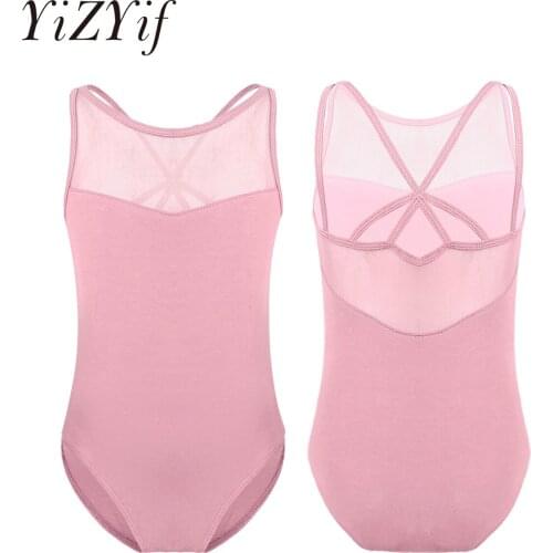 Kids Girls Gymnastics Leotard Ballet Leotards Clothes Dance Wear Black Criss-cross Back Leotards Cotton Bodysuit For Dancing
