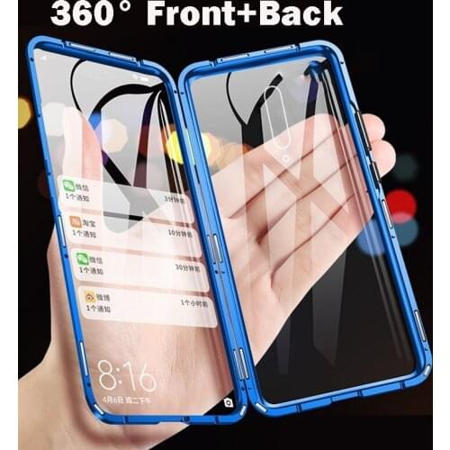 Fashion Double Sided 360 Full Cover Magnetic Phone Case For OnePlus 6T 7T Pro Nord 8T Front + Back Protective Tempered Glass