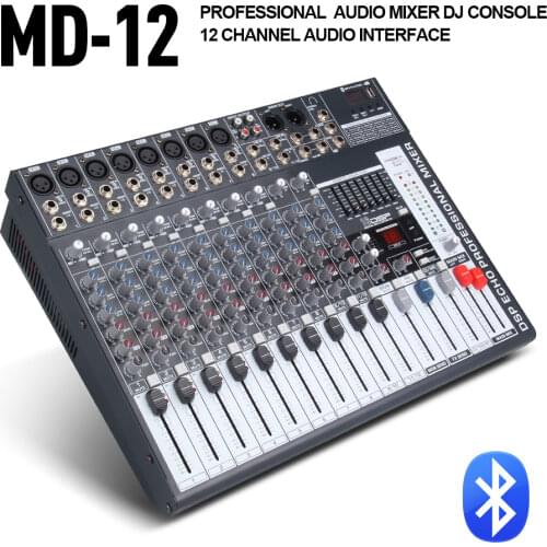 Good quality, Clean sound!!! 12Channels Mixer Digital Audio Mixing dj controller with 48V Phantom Power USB for Recording Stage