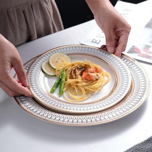 European Style Ceramic Plate Main Course Dinner Plates Fruit Salad Tray Restaurant Serving Bone China Tray Kitchen Utensils