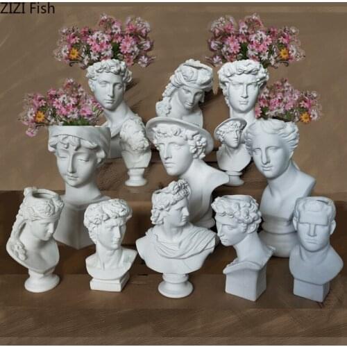 Nordic Creative Resin vase Human head sculpture Avatar Flower arrangement David Venus Greek mythology Modern home decoration