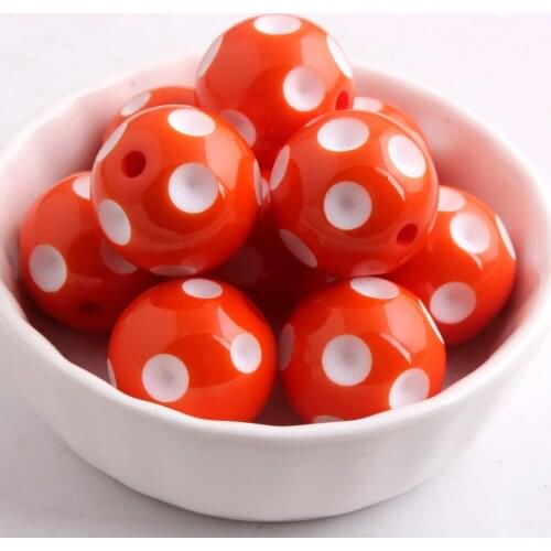 Kwoi vita Colorful Handmade 20mm 100pcs Orange Color Resin Acrylic Polka Dot Beads for Chunky beads necklaceWholesales
