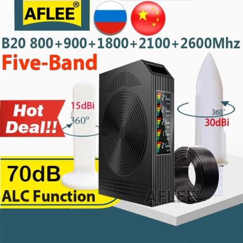 Hot!! B20 800 900 1800 2100 2600mhz Five-Band CellPhone Cellular Amplifier 4G Signal Repeater GSM 2G3G4G Signal Booster LTE GSM
