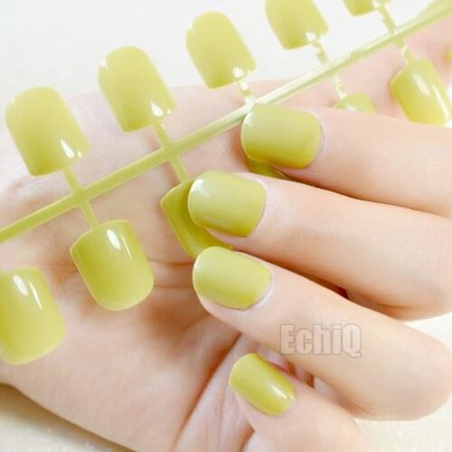Fashion 24pcs Candy Peak Green False Nails Square Head Fake Nail Acrylic Nails Tips Daily Wear Full Wrap Tips