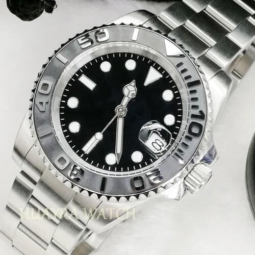 2021 Classic Stainless Steel 40mm mens watch luminous surface automatic chain sapphire glass rotating silver / gray bezel